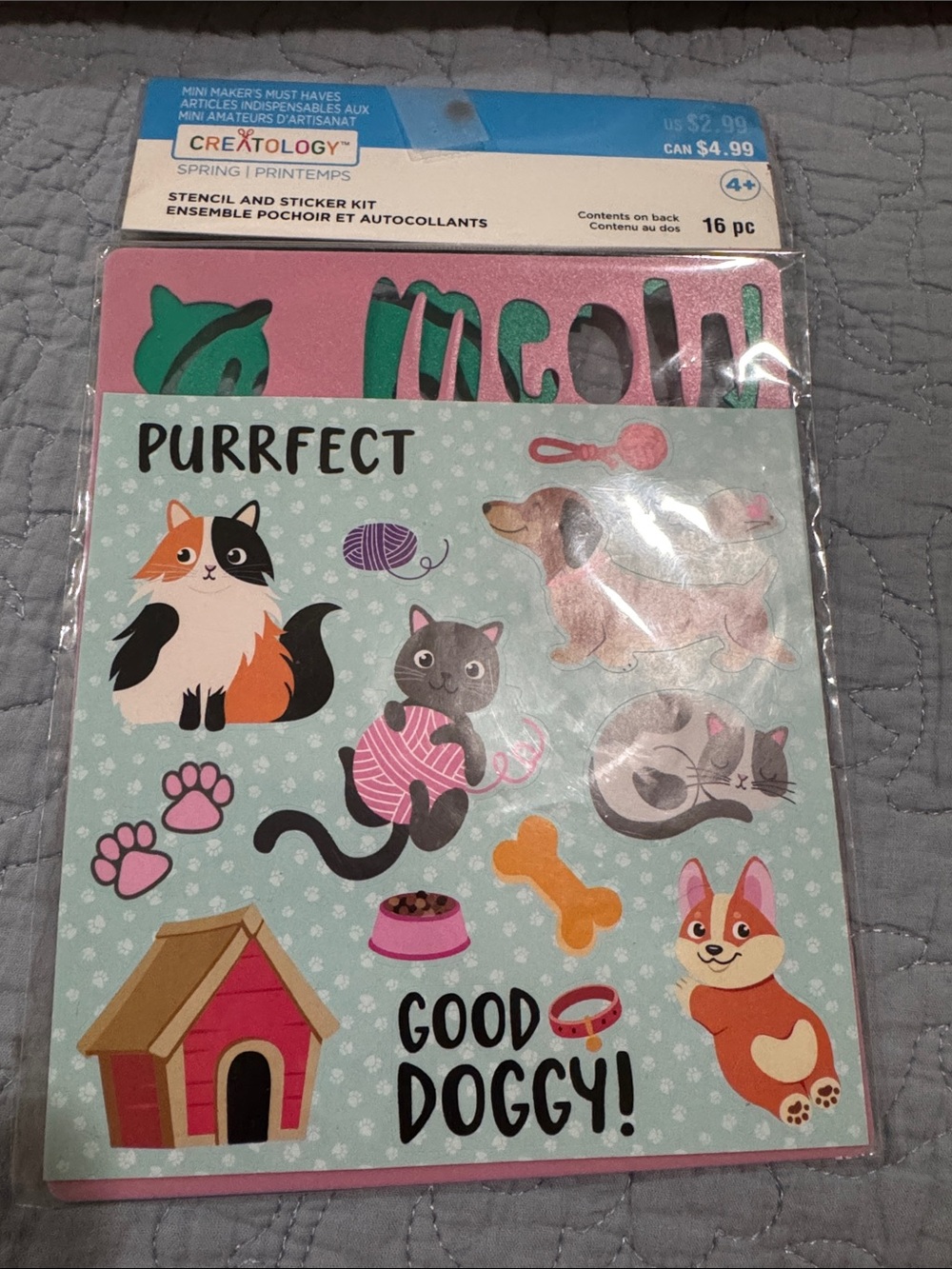 Creatology Purrfect Spring Stencil & Sticker Kit - Pink
